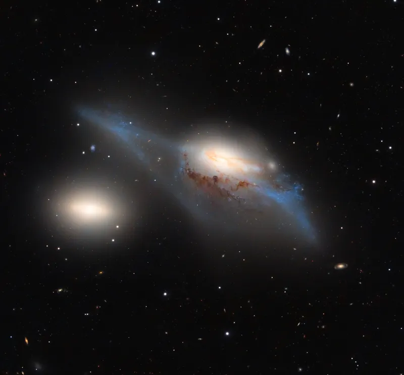 The Eyes Galaxies © Weitang Liang. Location: El Sauce Observatory, Río Hurtado, Chile. Runner-up, Galaxies category. Taken with a ASA 1-meter Ritchey-Chretien telescope, ASA AZ1000 mount, FLI ProLine 16803 camera, 6800 mm 1 m, multiple 1,800- and 600-second exposures, 30 hours total exposure