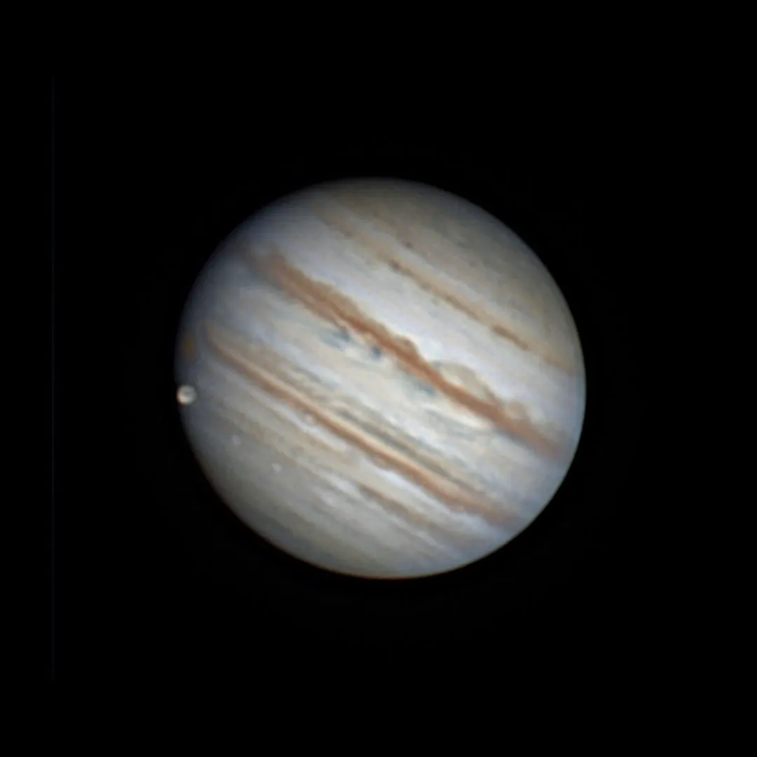 Jupiter and Ganymede Ivana Peranic, Brighton, UK, 15 December 2022 Equipment: ZWO ASI1662MC colour CMOS camera, Celestron CPC800 SCT with integrated alt-az mount