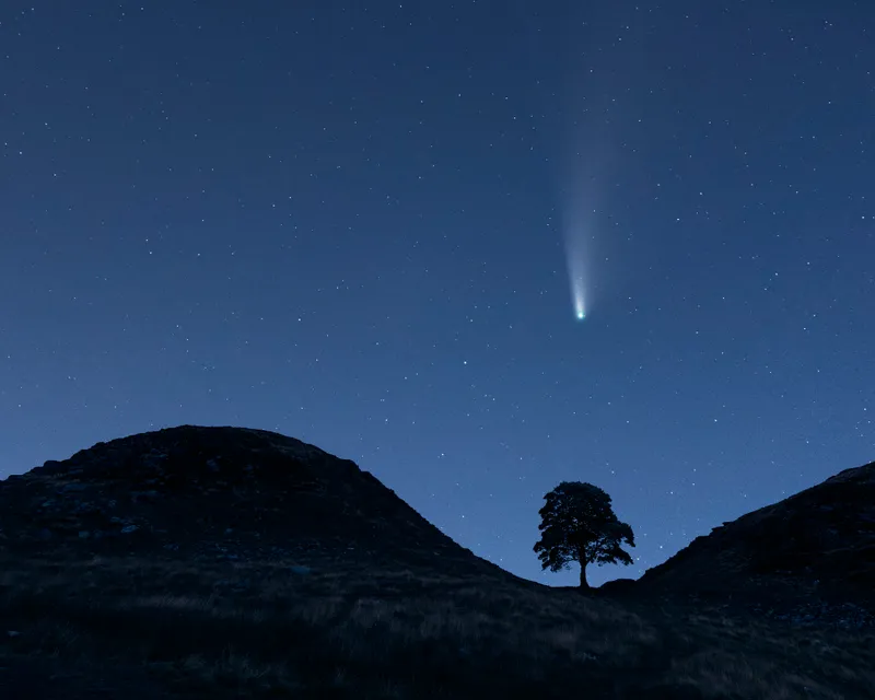 Comet Neowise captured over Sycamore Gap, Northumberland, UK, July 2020. Credit: John Finney Photography / Getty Images