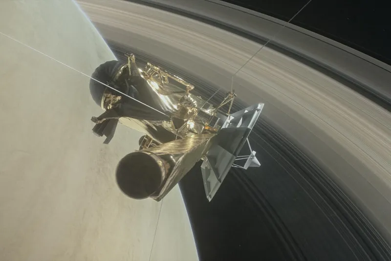 Artist's impression of the NASA Cassini mission during one of its Saturn ring dives. Credit: NASA