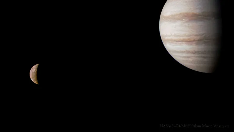Io and Jupiter NASA Juno probe, 30 July 2023 Credit: NASA/JPL-Caltech/SwRI/MSSS