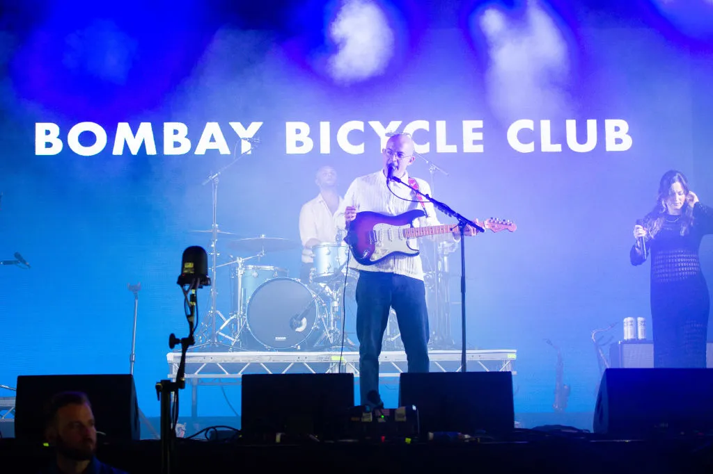 Jack Steadman of Bombay Bicycle Club performs on day 1 of Reading Festival 2023. Photo by Joseph Okpako/WireImage/Getty