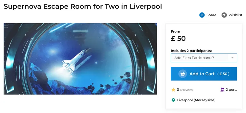 supernova escape room for two in liverpool, from £50, includes 2 participants.