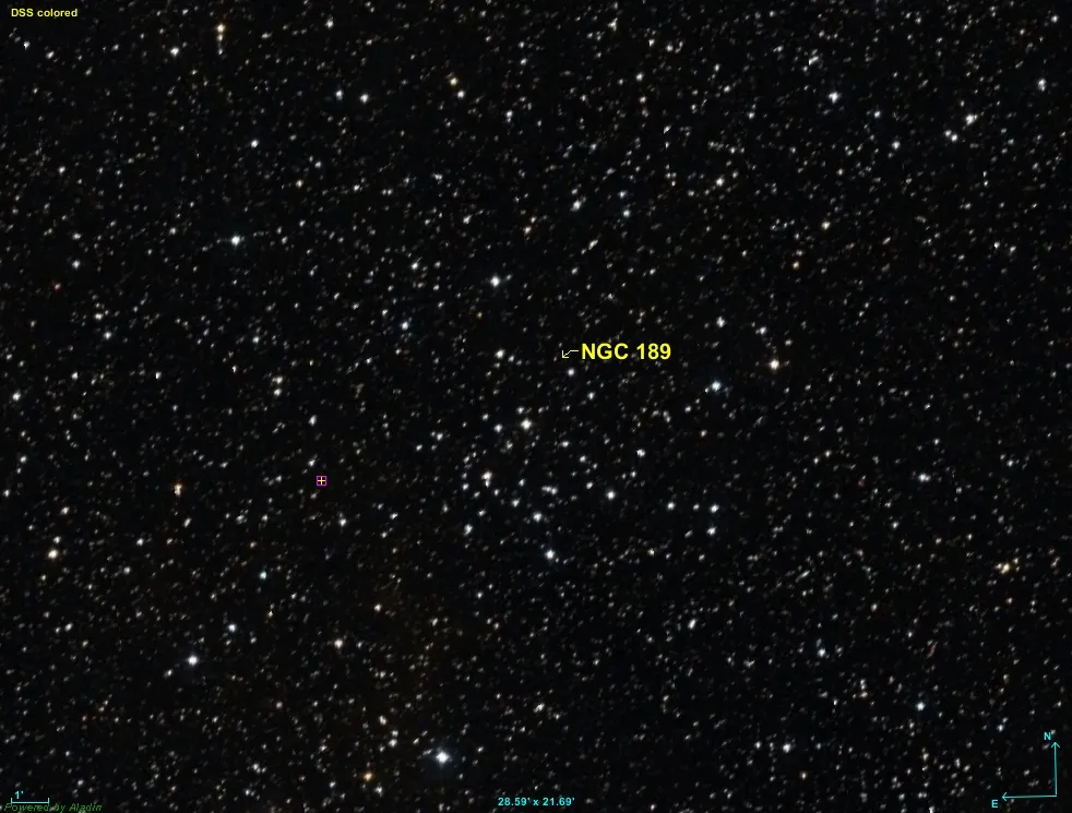 NGC 189. Credit: Donald Pelletier / Digitised Sky Survey 