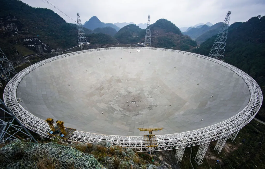 The Five-hundred-meter Aperture Spherical radio Telescope (FAST) was used to observe Cloud-9, the starless, dark matter galaxy. Photo by Li Jin/VCG via Getty Images