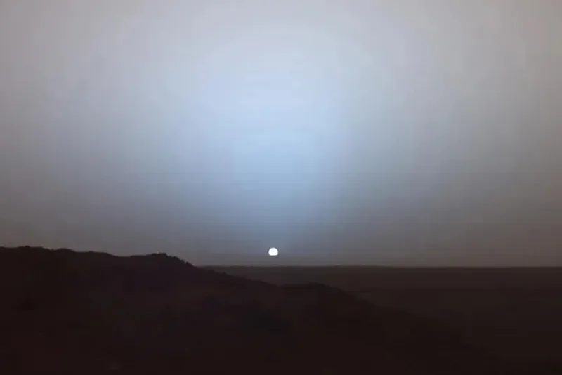How long is a day on Mars? An image showing sunset at Gusev Crater on Mars, captured by NASA's Spirit Mars rover in 2005. Credit: NASA/JPL/Texas A&M/Cornell