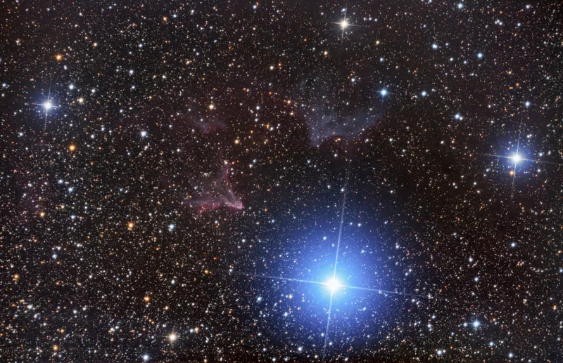 IC 63, the Ghost of Cassiopeia
Jared Bowens, Missouri, USA, 10 October 1023
Equipment: Canon EOS 60D DSLR camera, Orion 8" f/3.9 Newtonian Astrograph reflector, Celestron Advanced VX mount
