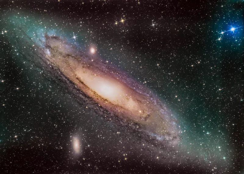 M31, the Andromeda Galaxy
Gary Eason, Colchester, Essex, 22 September and 15 October 2023
Equipment: Nikon D750 DSLR, Sky-Watcher Explorer 150P reflector, Sky-Watcher EQ5 Pro mount
