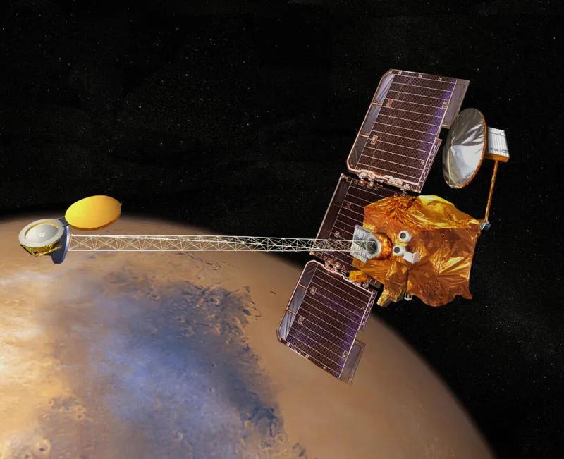 Artist's impression of the Mars Odyssey orbiter that discovered GRB 230307A.  Credit: NASA/JPL-Caltech