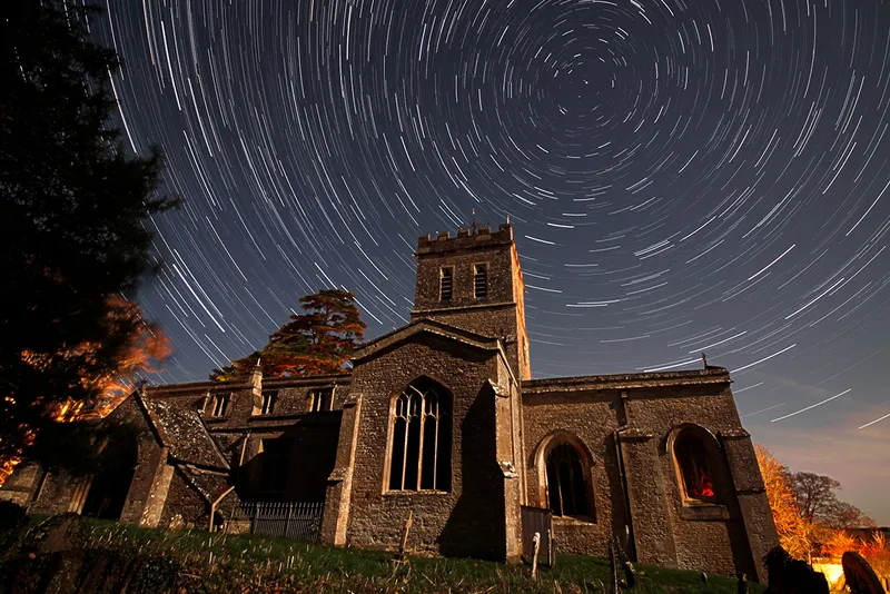 The final star trails image after using free and easy-to-use software to stack, align and denoise her 83 exposures of 30 seconds, all taken on a static tripod. Credit: Mary McIntyre