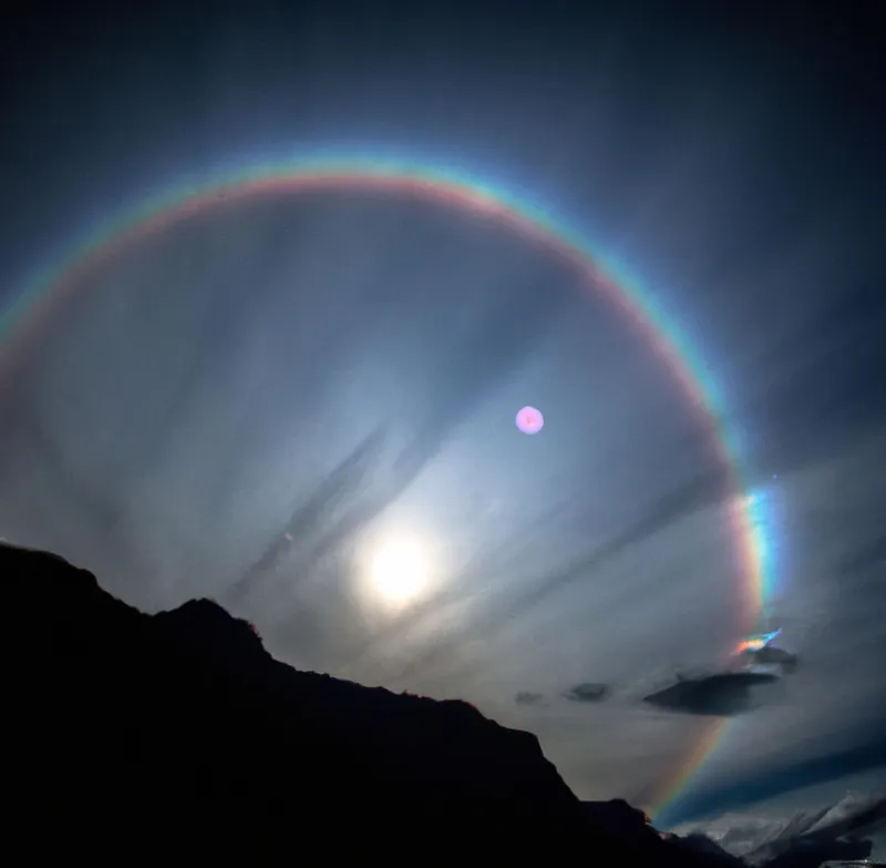 A moonbow and a shining full Moon. Credit: Wirestock / Getty Images