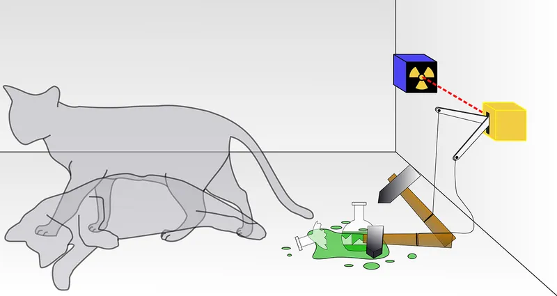 Illustration representing the Schrödinger's Cat thought experiment. According to quantum mechanics, the cat is both alive and dead until directly observed. Credit: Dhatfield / Wiki