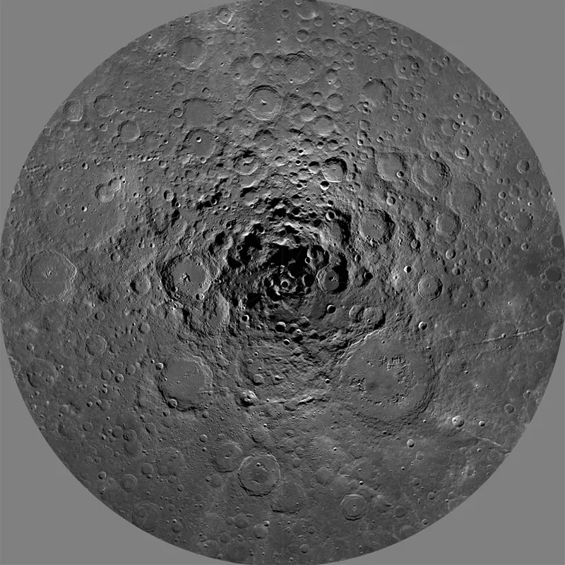 A view of the Lunar South Pole captured by the Lunar Reconnaissance Orbiter. Credit: NASA/LRO