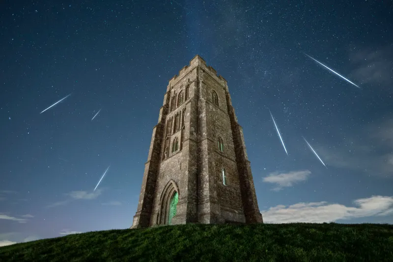 Quadrantid meteor shower, Josh Dury, Glastonbury Tor, Somerset, 4 January 2024 Equipment: Sony a7S II mirrorless camera, Sigma 14mm f/1.4 DG DN Art lens, Benro CyanBird tripod
