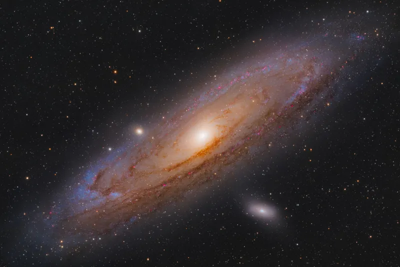 The Andromeda Galaxy, Oliver Carter, Leesburg, Virginia, USA, 1-21 September 2023 Equipment: ZWO ASI6200MM mono CMOS camera, William Optics FLT 120 triplet apo refractor, Sky-Watcher CQ350 Pro mount