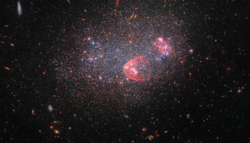 Dwarf irregular galaxy UGC 8091 Hubble Space Telescope, 20 December 2023 Credit: ESA/Hubble, NASA Y. Choi (NOIRLab), K. Gilbert (Space Telescope Science Institute), J. Dalcanton (Flatiron Institute and University of Washington)