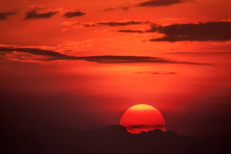 A low sunset appears red. Credit: Martin Harvey / Getty Images
