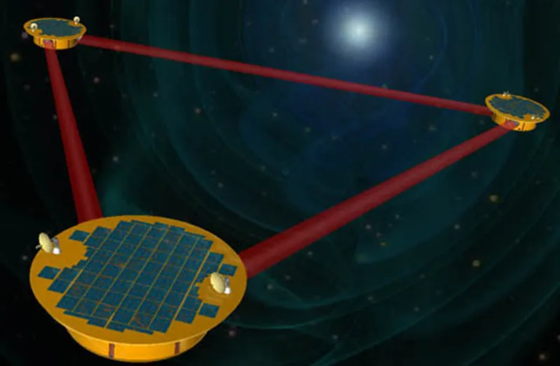 Artist's impression of the Laser Interferometer Space Antenna, an upcoming observatory that could solve the mystery as to how black holes formed. Credit: NASA