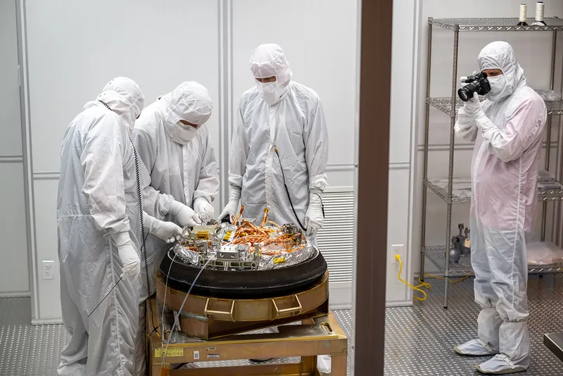 Curation teams process the asteroid Bennu sample container, 24 September 2023. Credit: NASA