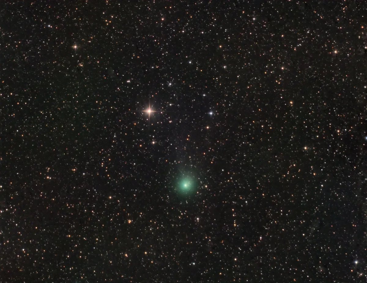 Image of Comet 12P Pons-Brooks captured by José J. Chambo, 3 February 2024 at 18:57 UT from Vallés, Valencia, Spain. Equipment: Camera: Atik 383L , Telescope: TS-Photon 8" N f/3.6, Mount: Sky-Watcher EQ6R-Pro, Exposure: 36 min. (L=33x60 bin1   RGB=1x60 bin2), Processing: PixInsight