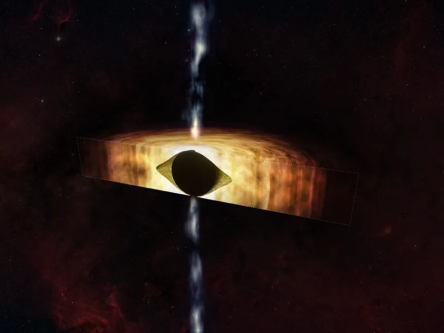 Srtist's illustration showing a cross-section of Sagittarius A*, the supermassive black hole near the centre of our galaxy. Credit: NASA/CXC/M. Weiss