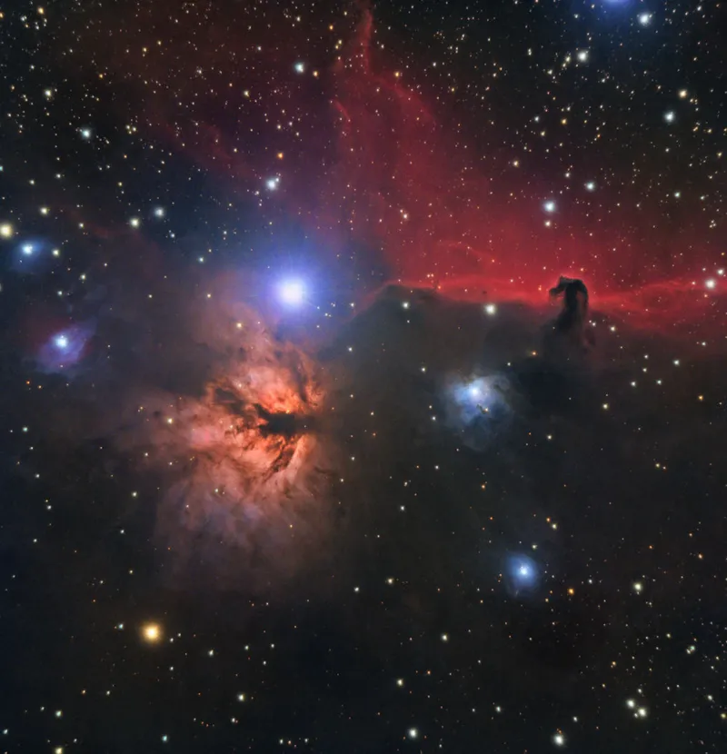 The Horsehead Nebula Graeme Lorimer, Dundee, 11, 14 and 17 January 2024 Equipment: ZWO ASI533MC Pro colour CMOS camera, William Optics Zenithstar 73 III apo refractor, Sky-Watcher EQM-35 Pro mount