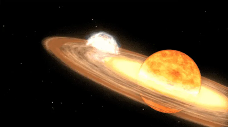 Artist's impression showing the brightening of the T Coronae Borealis nova. Credit: NASA/Conceptual Image Lab/Goddard Space Flight Center