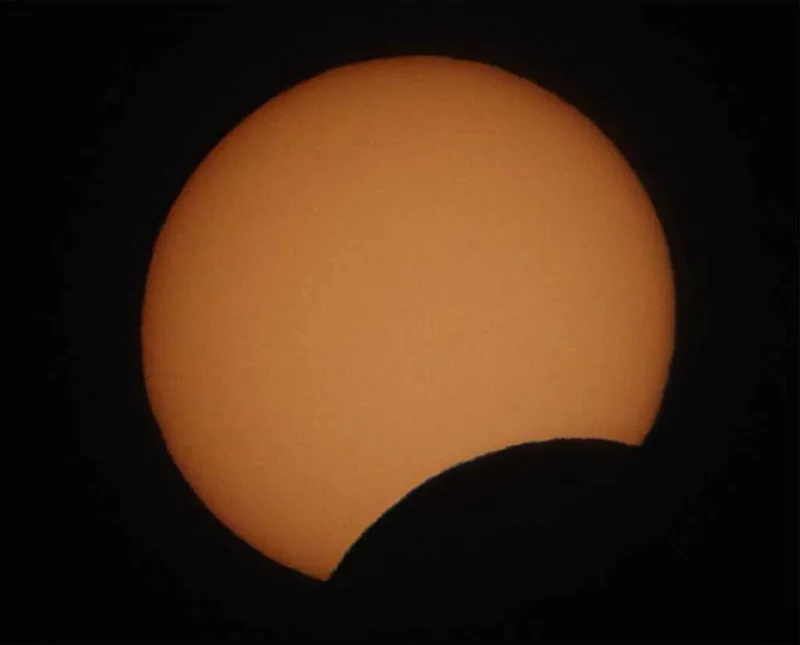 It will be possible to observe and photograph a small partial solar eclipse from the UK and Ireland on 8 April 2024. Credit: Pete Lawrence