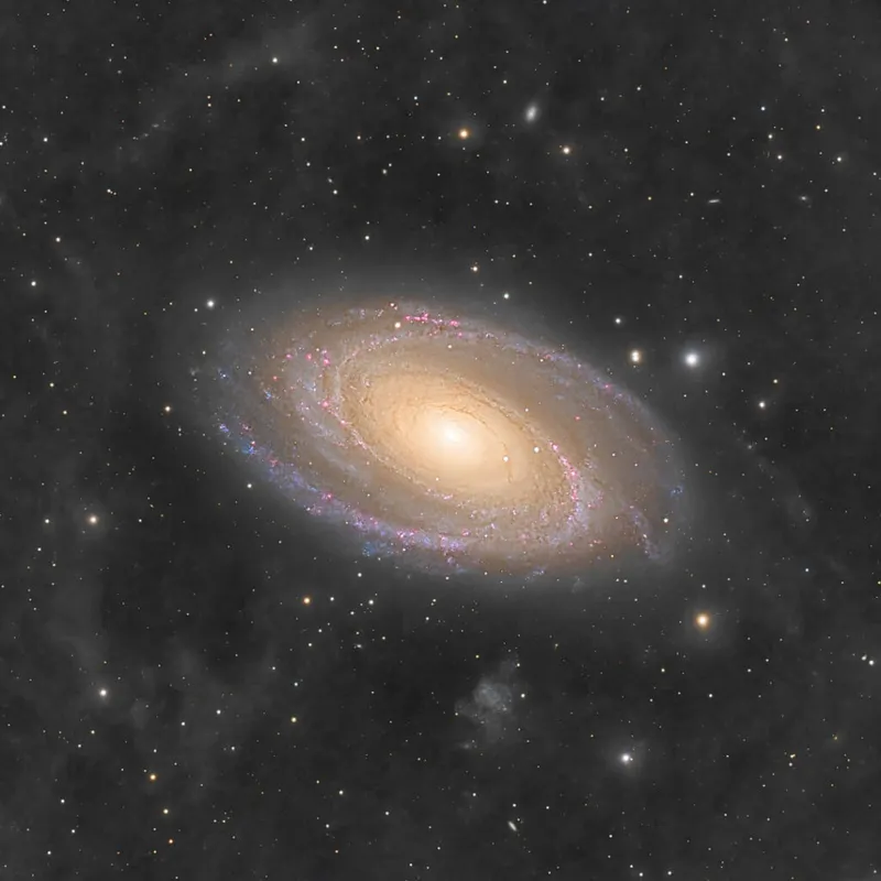 Bodes Galaxy, M81 Craig Dixon, Scarborough, North Yorkshire, 15 and 17 January, 1 and 11 February 2024 Equipment: ZWO ASI533MC Pro camera, Sky-Watcher MN190 DS Pro Maksutov-Newtonian, Sky-Watcher EQ6-R Pro mount
