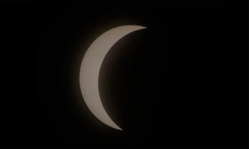 Still from a video of the April 8 solar eclipse captured by Tony Wilson, Pueblo Bonito Emerald Bay, Mazatlan, Mexico. Captuered with an iPhone 13 and Vaonis Hestia.