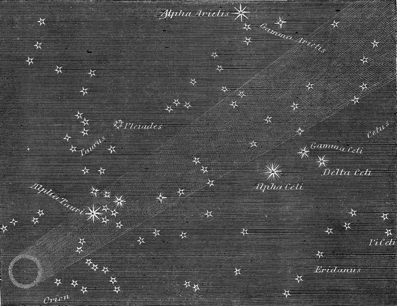 Illustration of the Great Comet of 1264's appearance in the sky from 1858. Credit: The Illustrated London Almanack