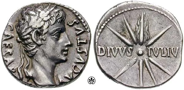 A coin minted by Emperor Augustus showing a comet one one side. Credit: Classical Numismatic Group, Inc. / CC BY-SA 3.0
