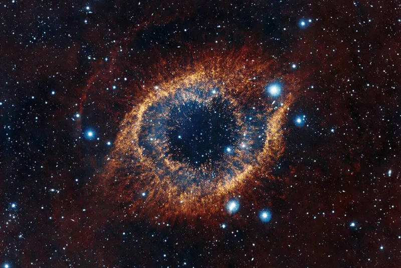 The Helix Nebula captured by ESO's Visible and Infrared Survey Telescope for Astronomy (VISTA). Credit: ESO/VISTA/J. Emerson. Acknowledgment: Cambridge Astronomical Survey Unit