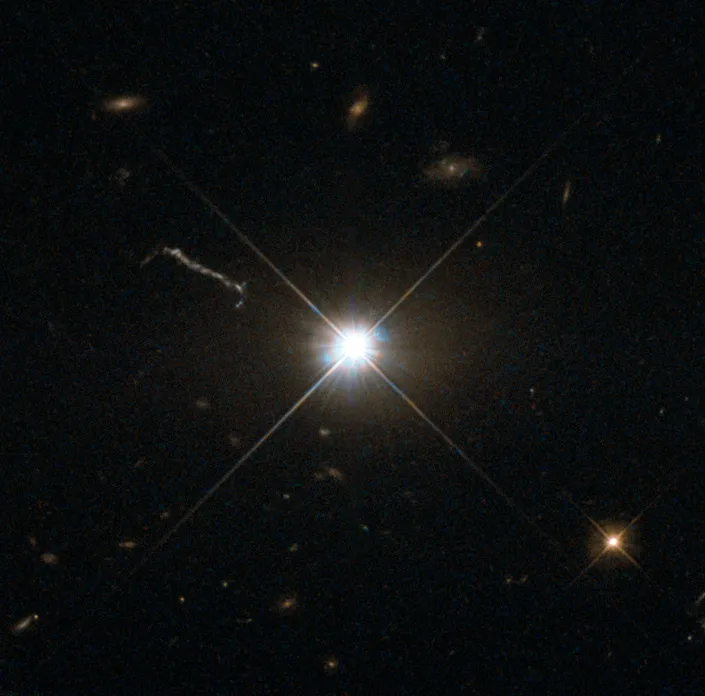 Hubble image of quasar 3C 273, located in an elliptical galaxy in the constellation of Virgo. Credit: ESA/Hubble & NASA