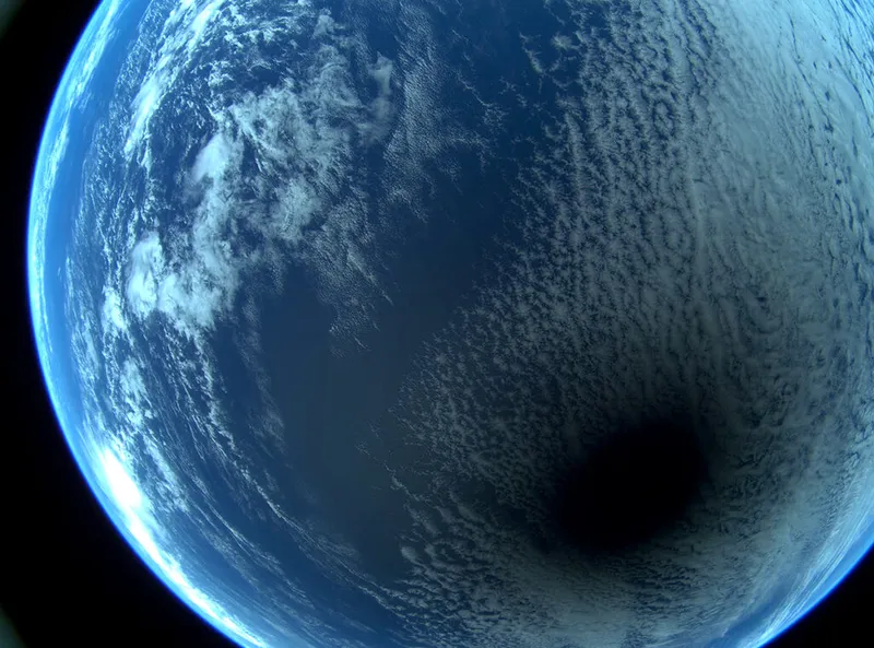 A view of the April 8 solar eclipse from space, captured in 4K by a Sen satellite in low Earth orbit. Credit: Sen
