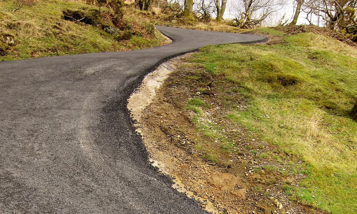 The road on the Cowlyd climb in Wales