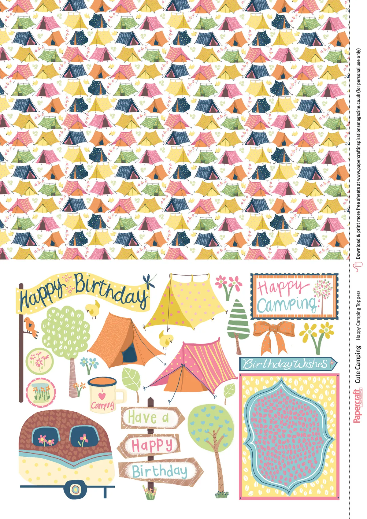 Cute Camping Paper Printables Issue 155 Sheet 2