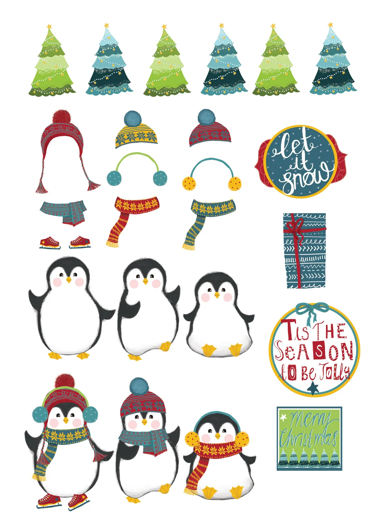 Printable penguin cardmaking sheet