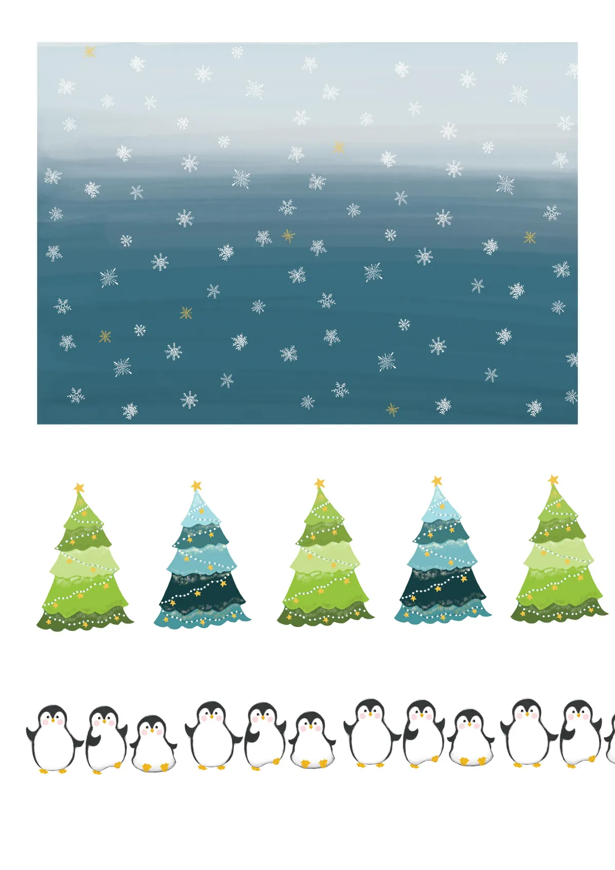 Penguins printables sheet 2 sky and trees