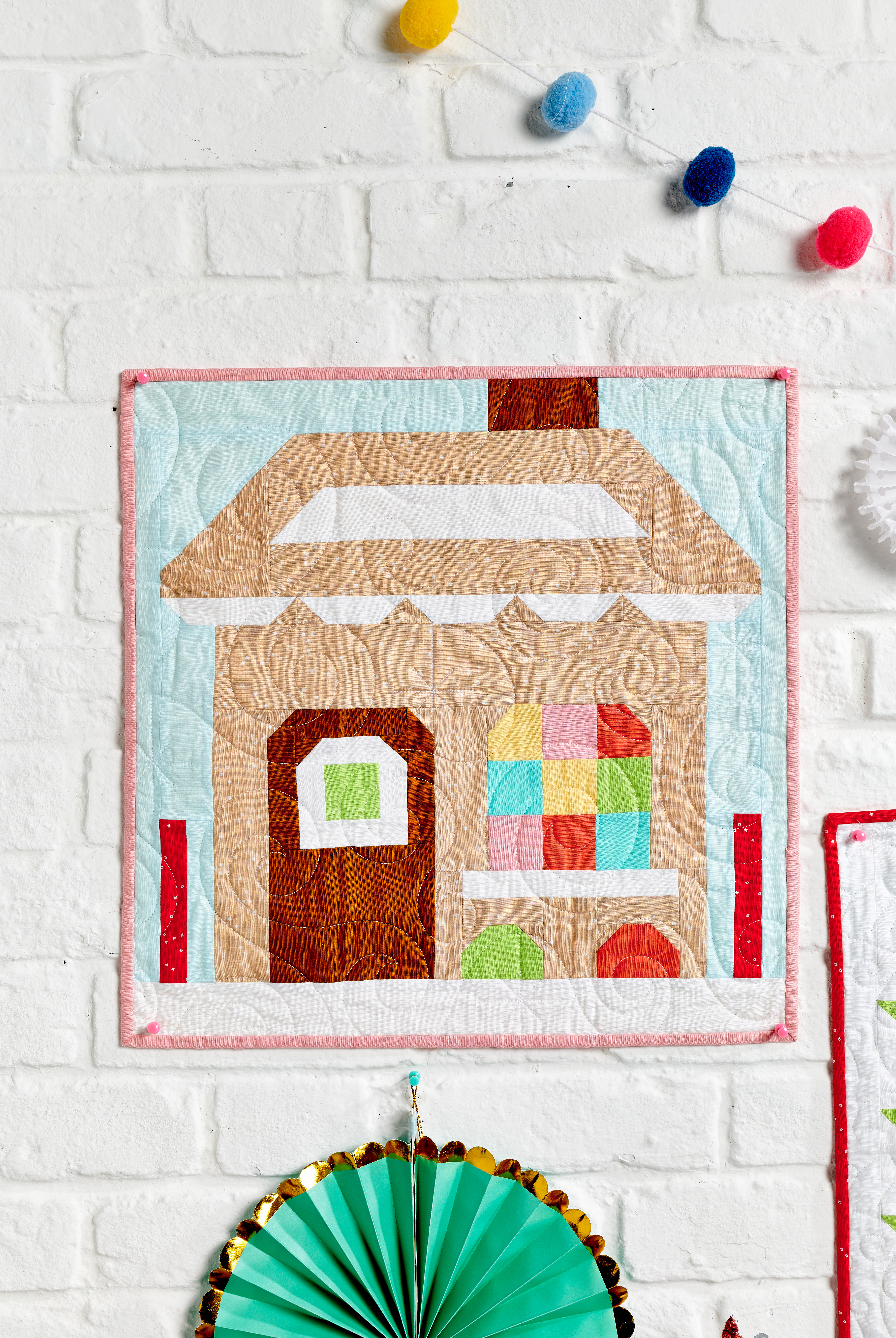 Gingerbread house Christmas mini quilt