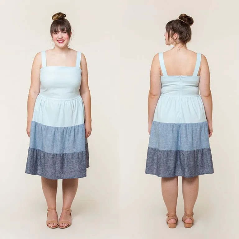 DIY Elastic Waist Dress, A - Line Dress, Cap Sleeves, Slash Pocket Dress  