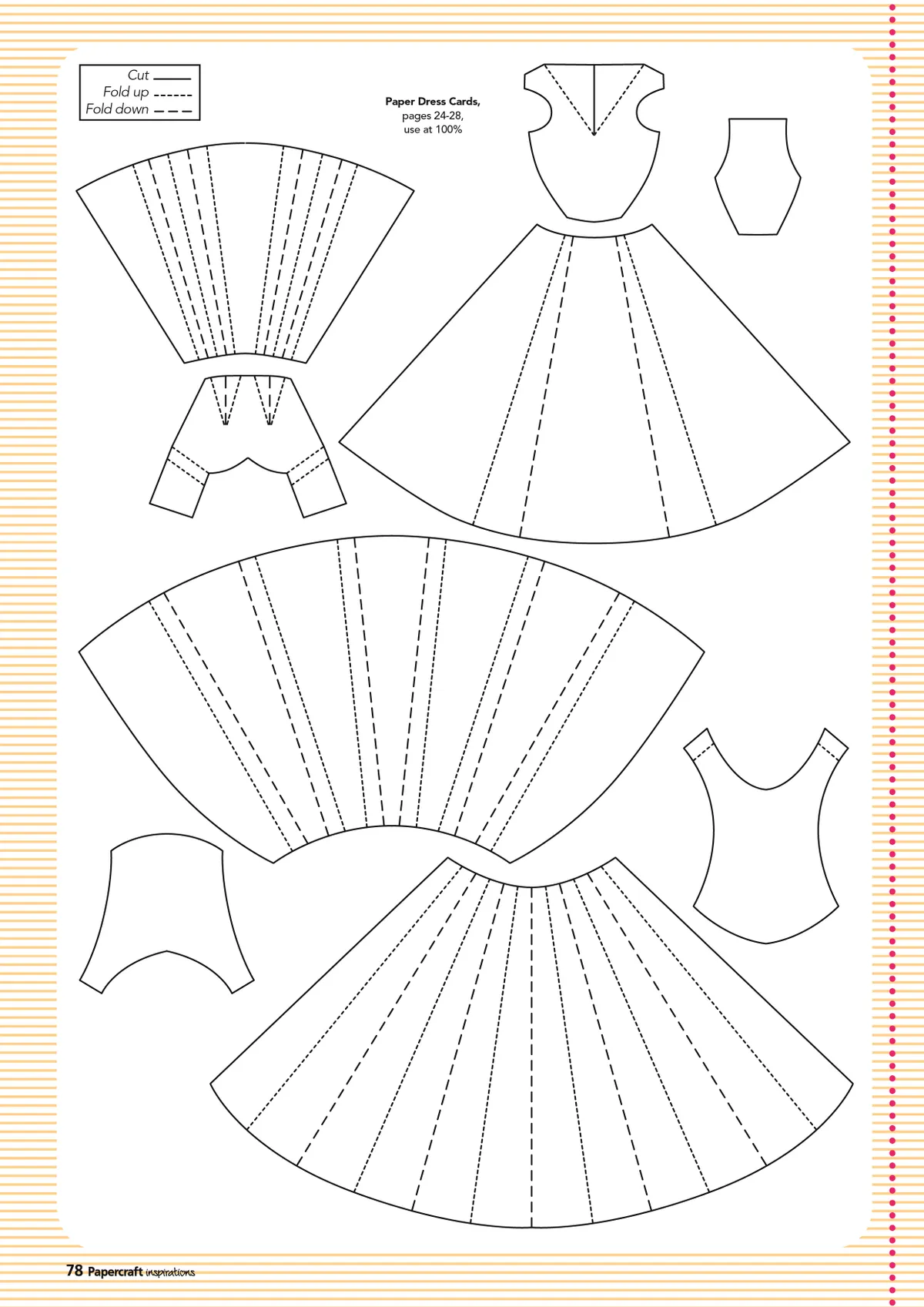 Folded paper dress cardmaking template 02