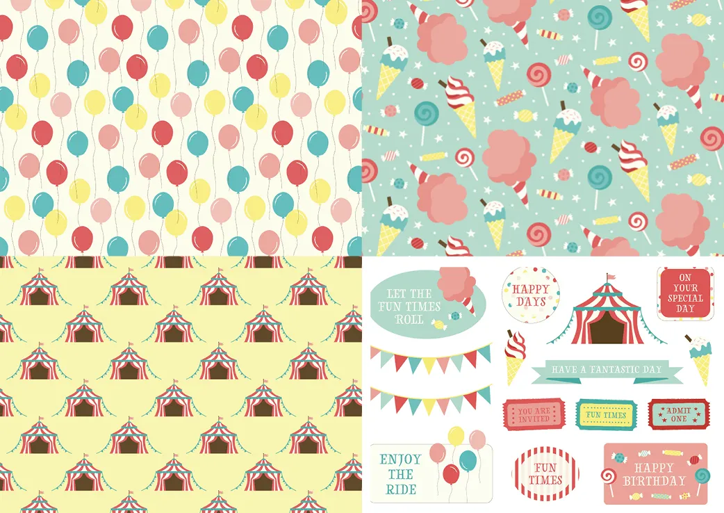 Free Fairground Fun patterned papers