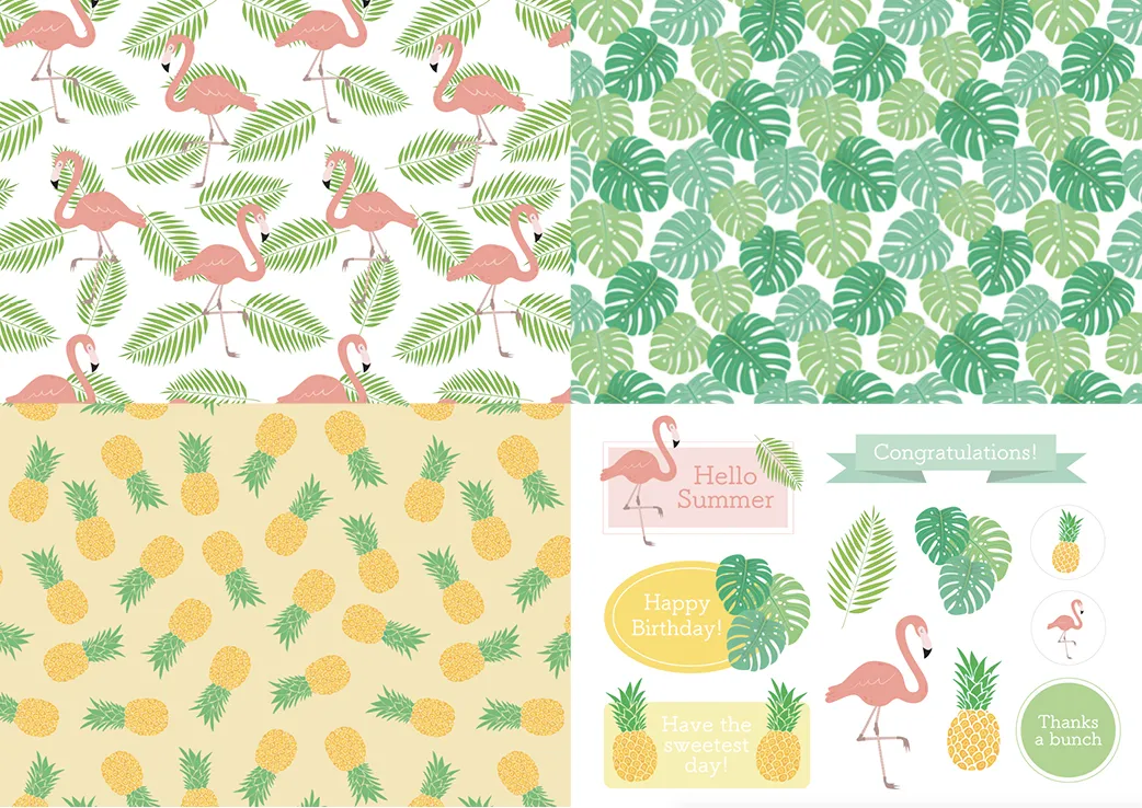Free Tropical Flamingo patterned papers