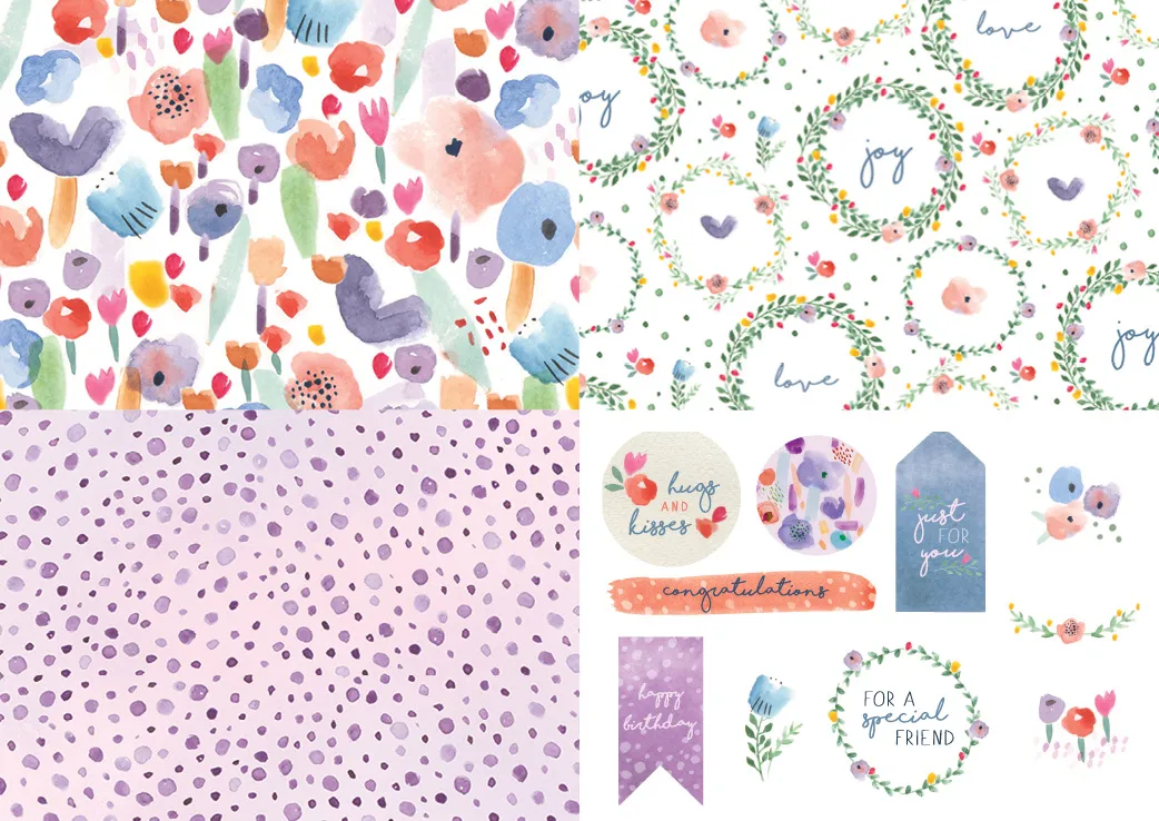 Free Watercolour Floral Patterned Papers