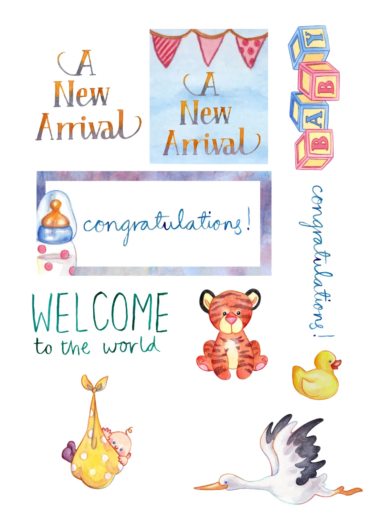 Free animal new baby cardmaking printables 01