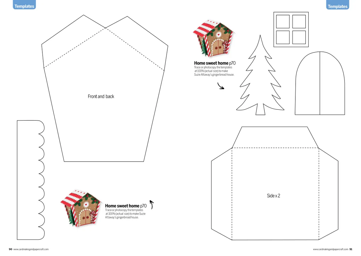 Free papercraft gingerbread house template