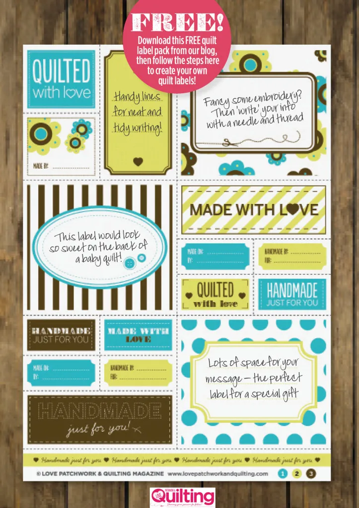 Free printable quilt labels