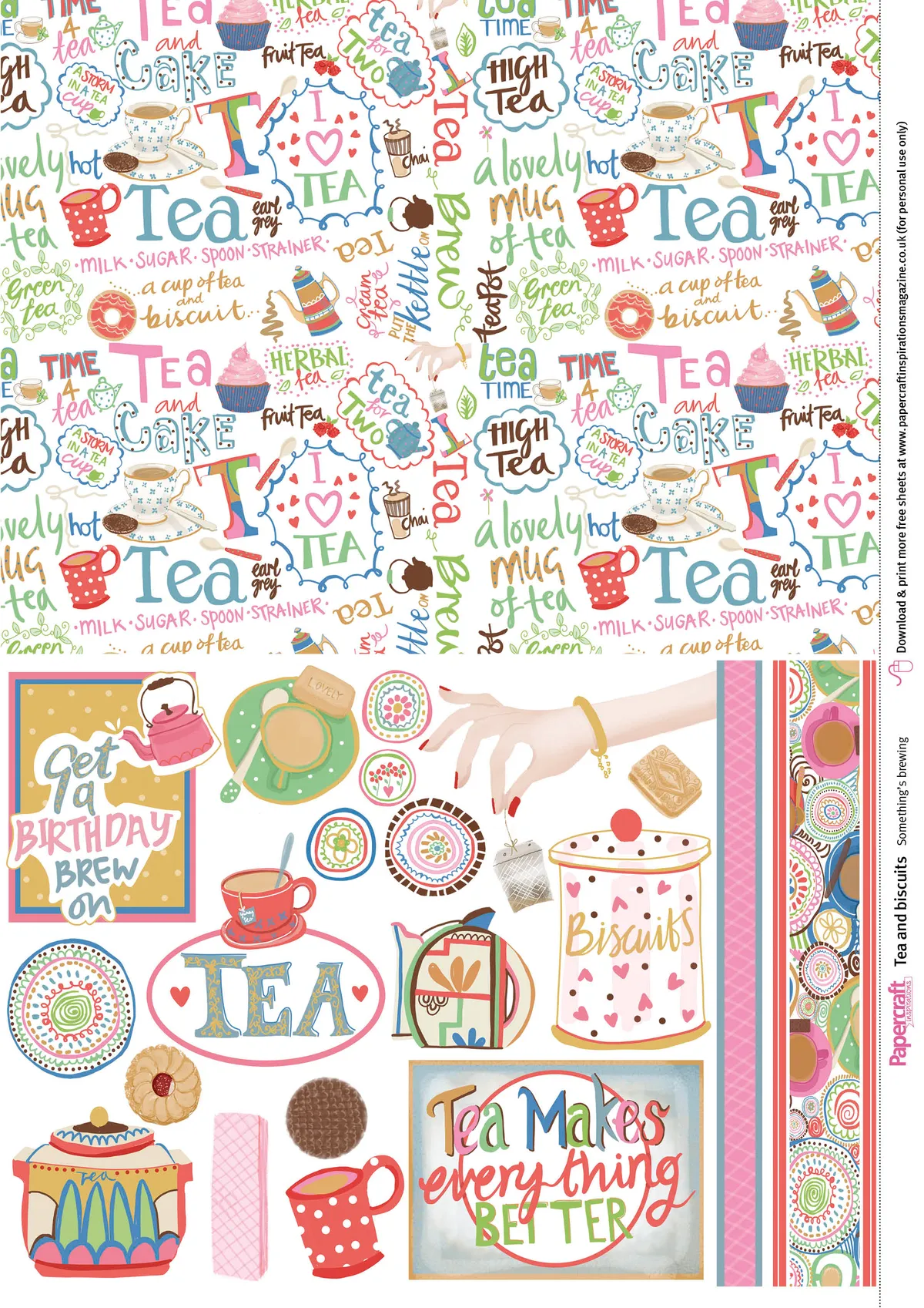 Free tea and biscuits patterned papers 03