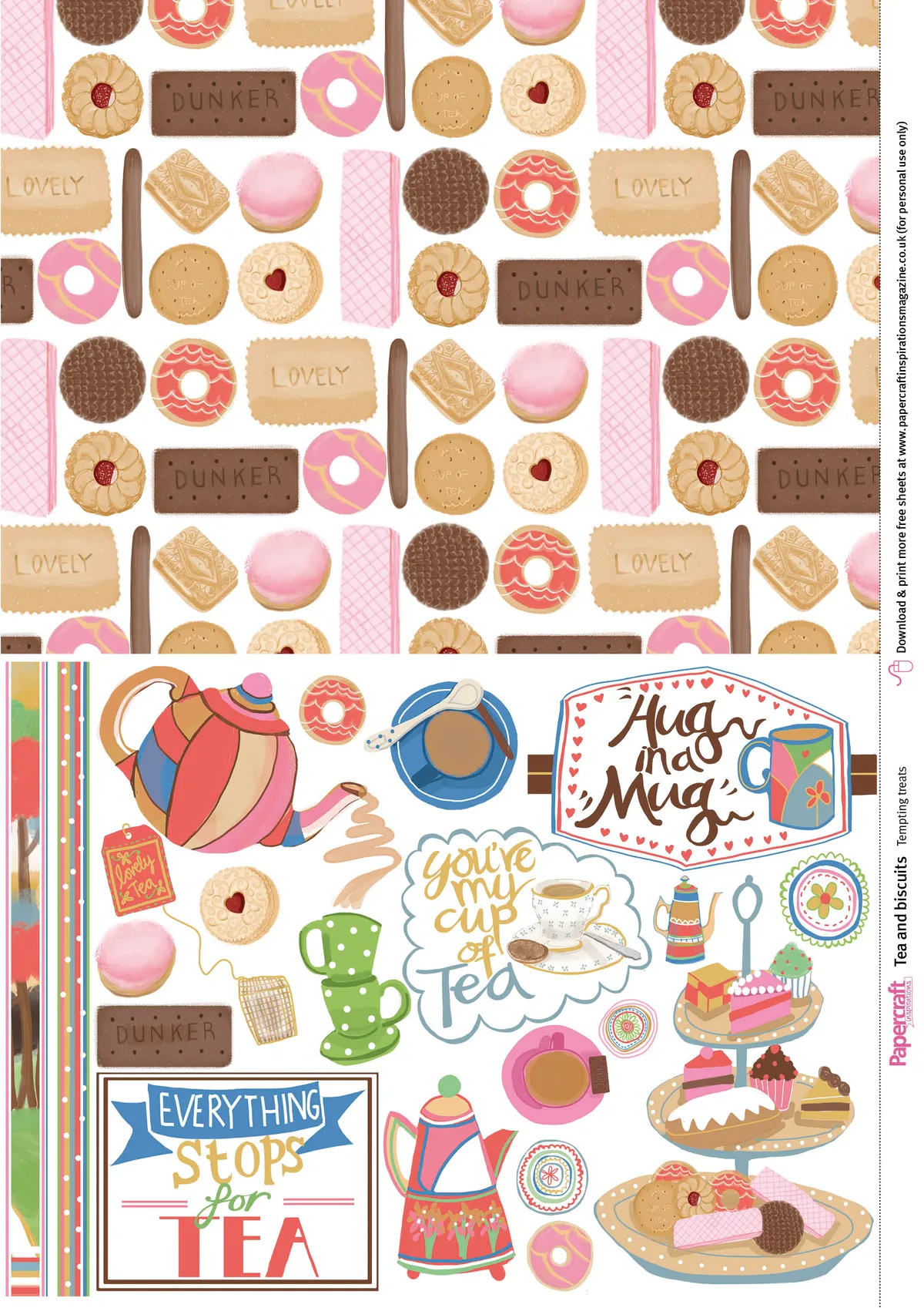 Free tea and biscuits patterned papers 04